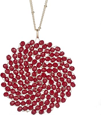 Collier pendentif rond en cristal fait main pour femme, sautoir avec boîte, cristal