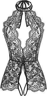 Lingerie femme une pièce en dentelle nuisettes teddy col en v profond body