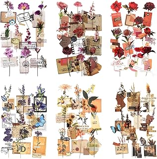 Paquet de 6 autocollants floraux pour scrapbooking, autocollants décoratifs pour planificateur, autocollants floraux