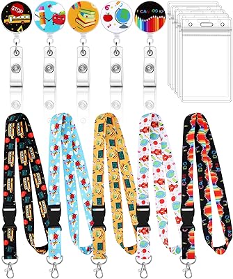 Lot de 15 porte-badges rétractables pour enseignant avec cordon en pvc transparent