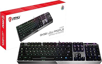 Clavier de jeu led rvb profil bas msi vigor gk50, commutateurs mécaniques kyle