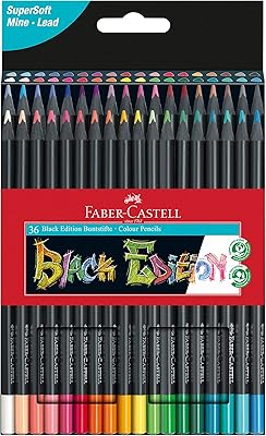 Faber-castell ensemble de 36 crayons de couleur, black edition