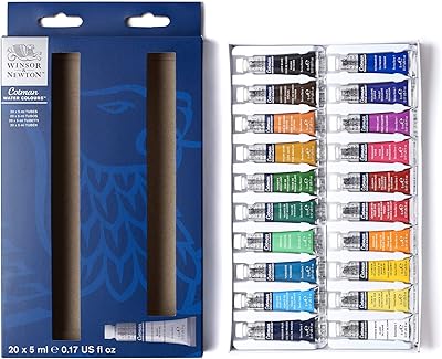 Ensemble d'aquarelles winsor & newton cotman, 20 tubes de 5 ml