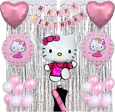 Décorations de fête d'anniversaire blue rocks hello kitty, ensemble de 52 pièces, ballons