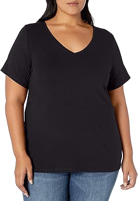 T-shirt à manches courtes et col en v amazon essentials pour femme (disponible en grandes tailles), noir, 1x. Comparez, choisissez, économisez sur Diaytar Sénégal