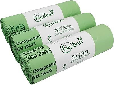 Sacs poubelles de cuisine compostables de marque verte 80l x 60 sacs