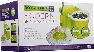 Seau de nettoyage royalford spin mop avec seau en acier, multicolore, rf7709