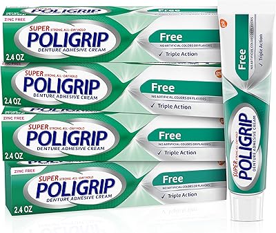 Crème pour prothèses dentaires et adhésive partielle super polygrip sans zinc, 2,4 oz