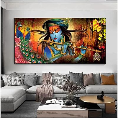 Peinture abstraite du personnage nordique krishna de blumk, taille 60 x 120 cm