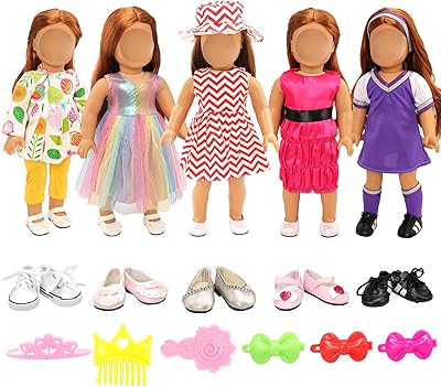 Ensemble de vêtements paroa 5 pièces avec accessoires et paire de chaussures pour poupée american girl de 18 pouces. Explorez un monde de bonnes affaires sur Diaytar Sénégal