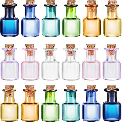 Mini pots en verre colorés de sorts petites bouteilles en verre potion