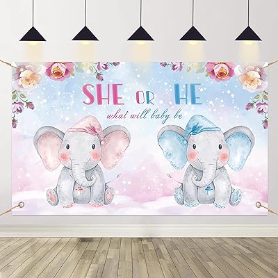 Nrvtrc toile de fond pour révélation du genre - 1,5 x 1,5 m. toile de fond pour lui ou elle, fête de révélation du genre, éléphant mignon, que sera le bébé, fleur, bannière de révélation du sexe, décorations de fond. Diaytar Sénégal : Des produits pour toute la famille à prix cassés