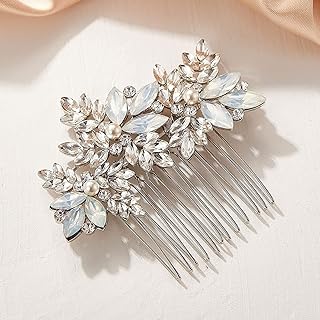 Peigne à cheveux de mariée en cristal opale, peigne latéral en strass