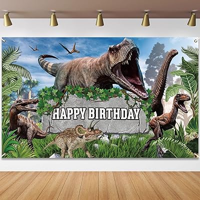 Décorations de fête d'anniversaire de dinosaure, décorations de fête d'anniversaire en toile