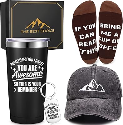 Coffret cadeau inspirant de 5 pièces pour hommes, cadeaux inspirants amusants comprenant une tasse
