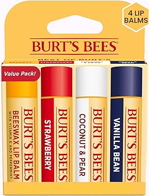 Coffret cadeau de cire d'abeille crémeuse burt's bees, 4 baumes à lèvres