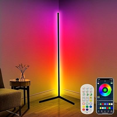 Lampadaire d'angle, lampadaire rvb intelligent, lampe d'angle led à intensité variable avec synchronisation