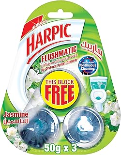 Nettoyant wc harpic avec cuvette flashmatic, parfum jasmin, 3 pièces