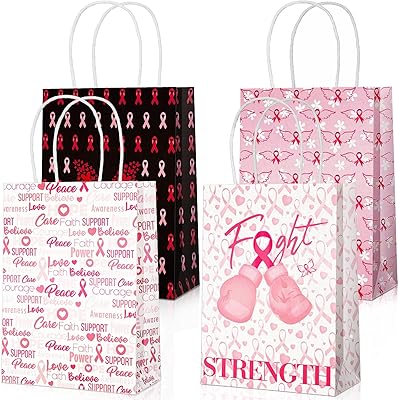 16 pièces sacs cadeaux roses sac de fête de sensibilisation au cancer du