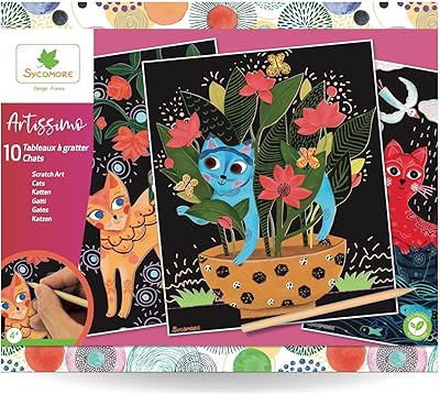 Sycomore crea013 artissimo-scratch art design -créations de chats pour enfants à partir de 4 ans - sycomore-crea013, plusieurs couleurs. Gagnez du temps et de l'argent avec Diaytar