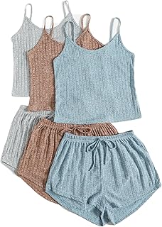 Ensemble pyjama pour femme composé de 3 ensembles composé d'un crop top à