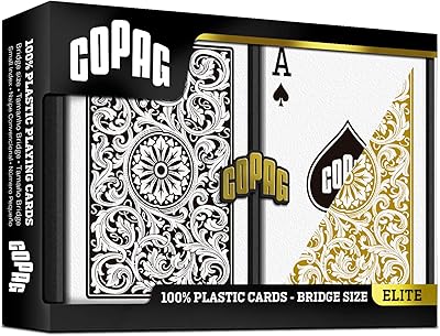 Cartes à jouer en plastique cobag elite, taille pont et index régulier, noir