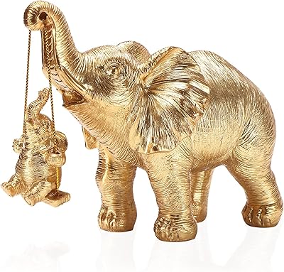 Figurine d'éléphant doré décoration d'éléphant apporte chance santé et force. cadeaux pour femmes
