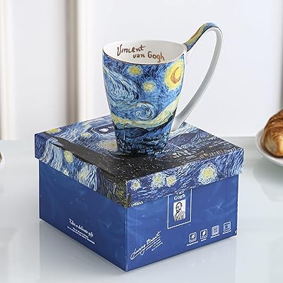 Grandes tasses à café en céramique ivanky avec motif van gogh pour maman, papa, amoureux et meilleurs amis, cadeaux de fête. Diaytar : Où chaque achat est une victoire pour votre budget