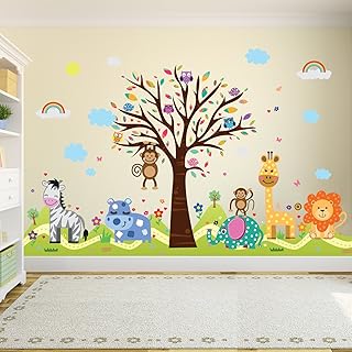 Stickers muraux woolflex, décoration de bureau et de maison \"happy hills & zoo\"