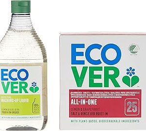 Kit lave-vaisselle tout-en-un icover 25 comprimés, 0,5 kg + liquide de lessive citron et aloe vera 450 ml. Shopping en ligne au Sénégal ? Pensez Diaytar !