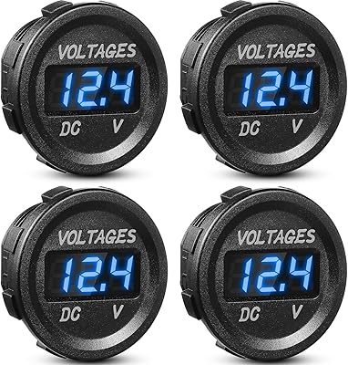 4pcs dc 12v voltmètre de voiture à affichage led étanche panneau