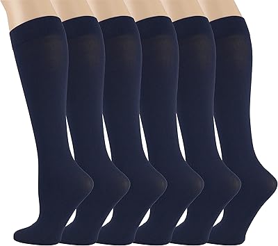 Lot de 6 paires de chaussettes genou opaques en élasthanne élastique extensible