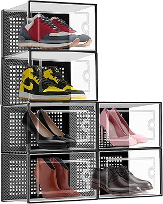 Boîte de rangement de chaussures noire jostor ensemble de 6 bacs à empilables