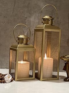 Urban born lot de 2 lanternes en fer et photophores pour articles