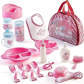 Ensemble d'accessoires pour poupée brixtix 18 pièces avec sac de transport comprend un biberon