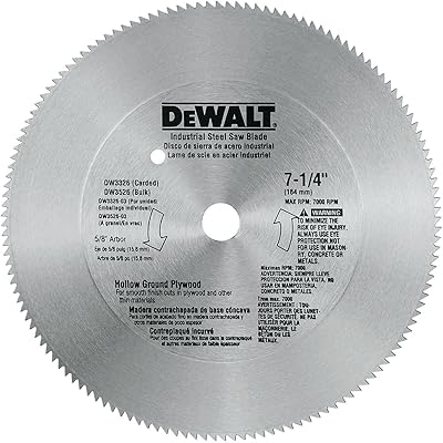 Lame de scie circulaire dewalt, 7 1/4", 140 ans, coupe du bois (dw3326)