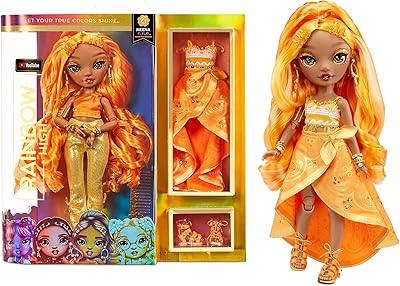 Rainbow high - mina flower - poupée mannequin or safran comprenant 2 tenues