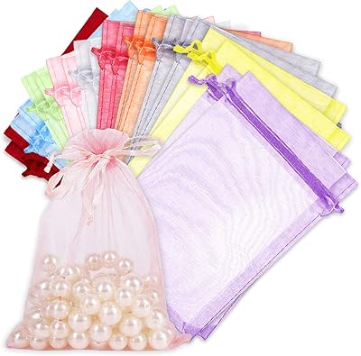 Sacs en organza, 50 sacs cadeaux en maille avec cordon de serrage, sacs