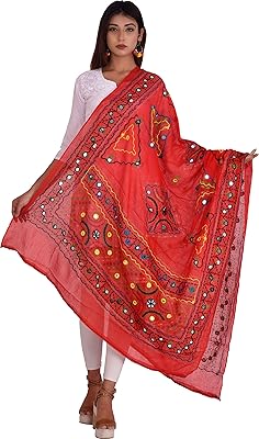 Dupatta pour vêtements indiens - étole en coton brodée ornée du rajasthan vêtements ethniques - 39x82 pouces. Faites-vous plaisir sans culpabiliser avec Diaytar