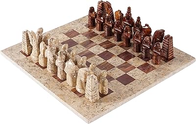 Jeu d'échecs radicaln de 15 pouces en corail antique et marbre rouge fabriqué