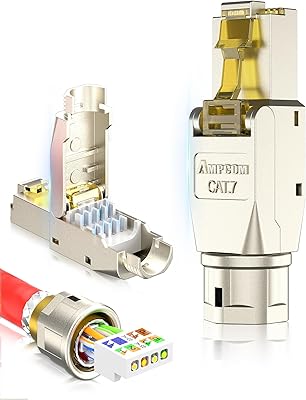 Connecteur ampcom stp cat 7 rj45 en alliage de zinc sans outil, prise