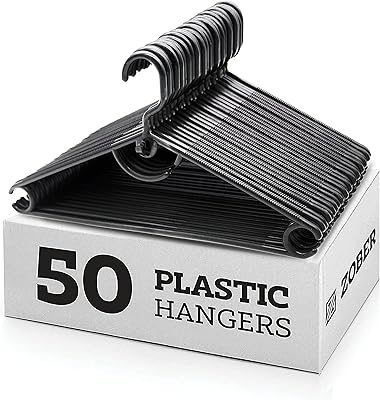 Cintres en plastique noir standard zuber | paquet de 50 avec