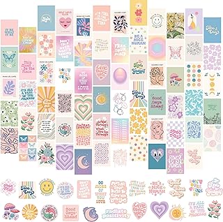 Ensemble d'autocollants muraux esthétiques pastel danois artivo, 70 cartes, décoration de chambre pastel