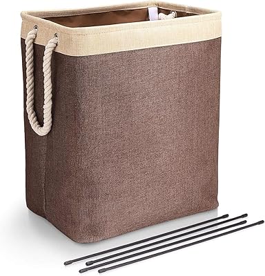 Panier à linge 65 l avec poignées en lin pour sacs de rangement