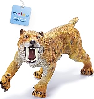 Figurine d'action smilodon peinte à la main de maloa, grand jouet tigre à