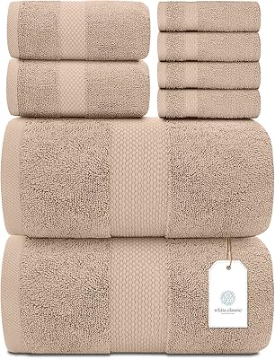 Ensemble de serviettes de bain blanc classique de luxe gris foncé serviettes absorbantes