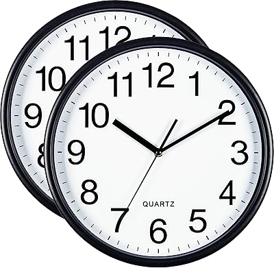 Bernhard products grandes horloges murales noires de 13 pouces, ensemble de 2 pièces