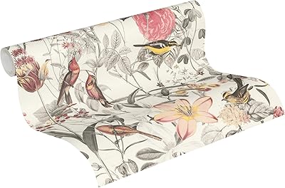 A.s. création papier peint intissé alien life avec fleurs et oiseaux 10,05 m