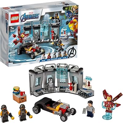 Lego marvel avengers 76167 kit de construction de l'armurerie d'iron man (258 pièces)