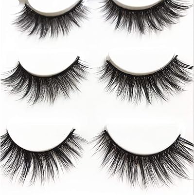 3 paires de faux cils croisés longs maquillage naturel 3d noirs